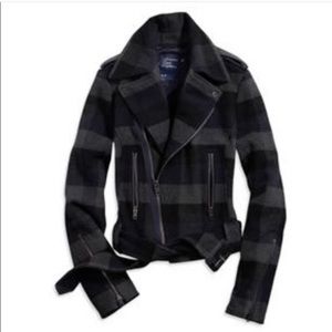American Eagle Plaid Wool Moto Jacket